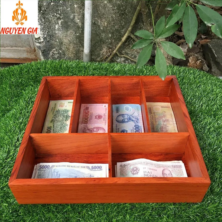 Khay đựng tiền thu ngân bằng gỗ, quà tặng thiết thực kèm lời chúc kinh doanh thuận lợi