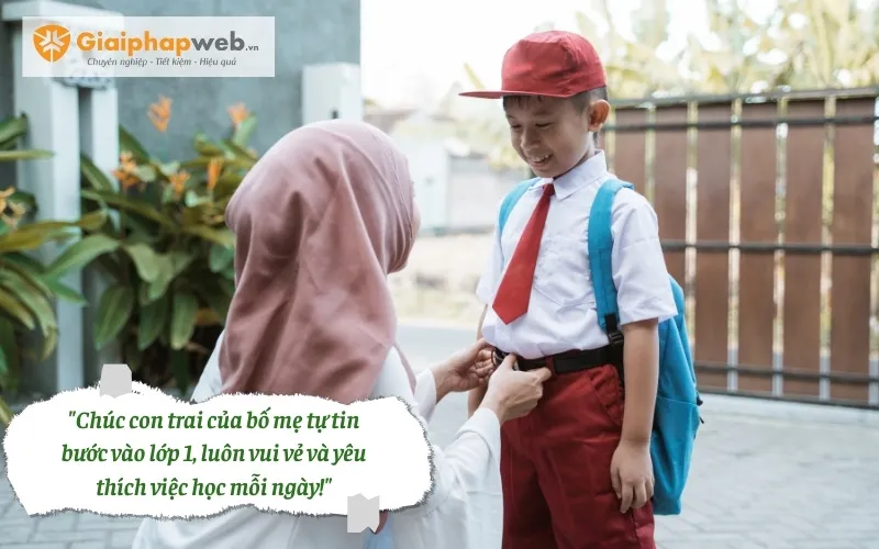 chúc mừng con vào lớp 1, hình ảnh học sinh nam tự tin, tràn đầy năng lượng