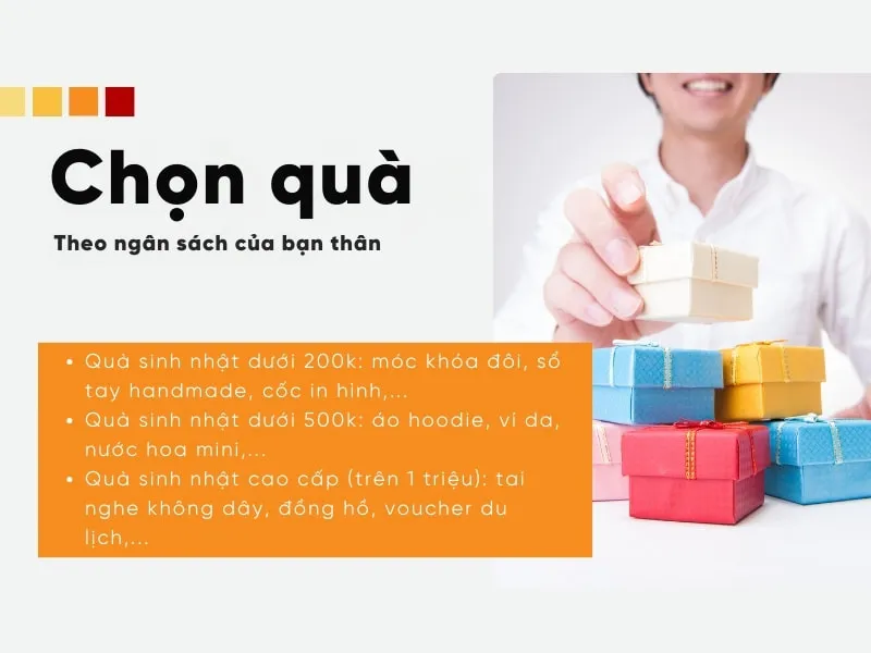 Tùy vào ngân sách cá nhân, bạn có thể chọn quà sinh nhật cho bạn thân là con trai với mức giá khác nhau