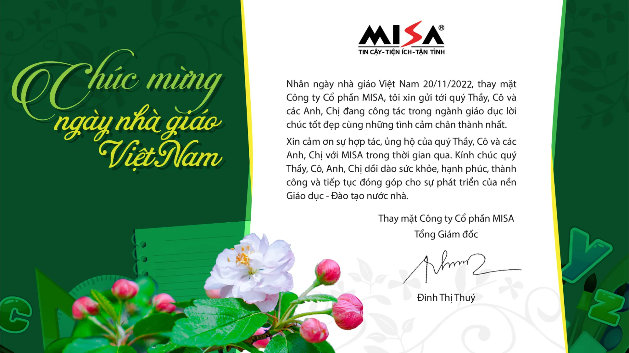 Doanh nghiệp gửi lời tri ân đến đối tác và ban quản lý ngành giáo dục