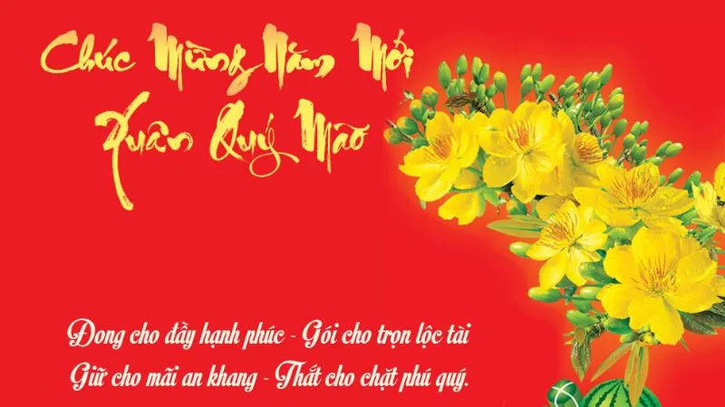 Thiệp cánh hoa mai vàng rực rỡ