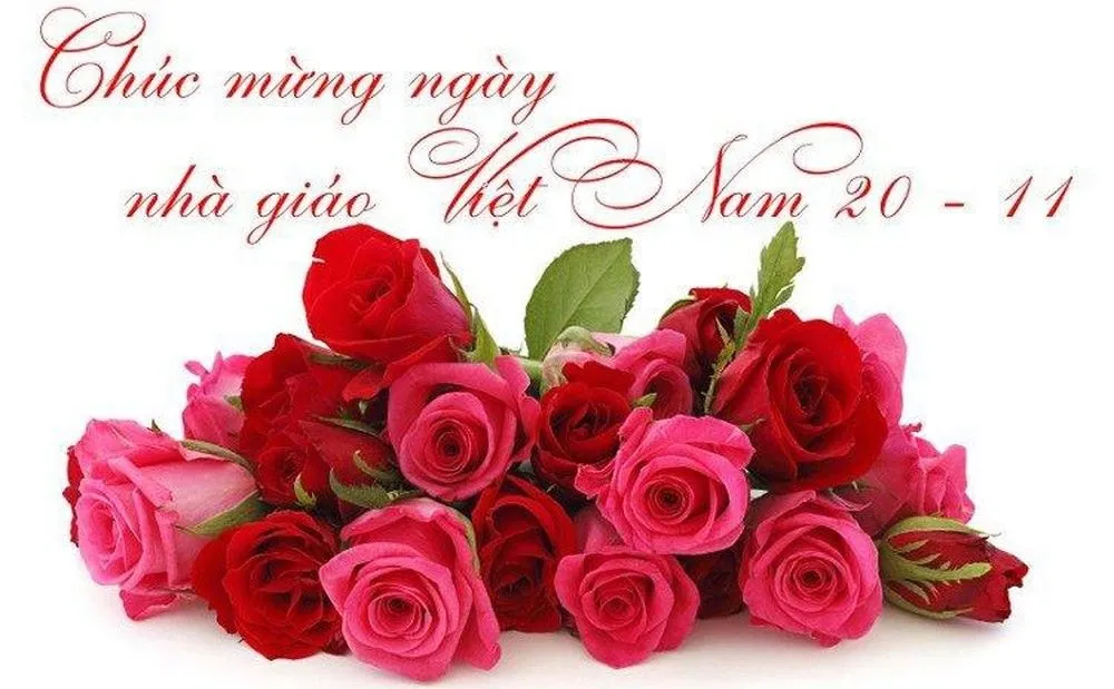 Hình ảnh học sinh tặng hoa và gửi lời chúc ý nghĩa ngày 20 11 cho cô giáo