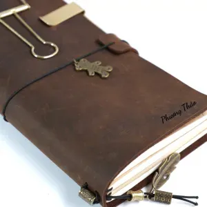 Sổ Tay Khắc Tên, Quà Tặng Độc Đáo, Da Bò Crazy Horse