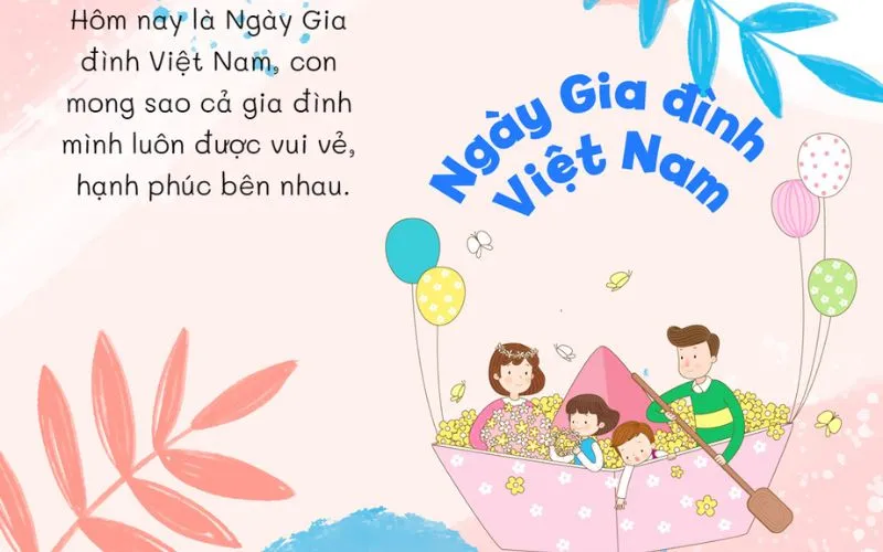 Mẫu thiệp tông màu hồng dễ thương cho ngày Gia đình