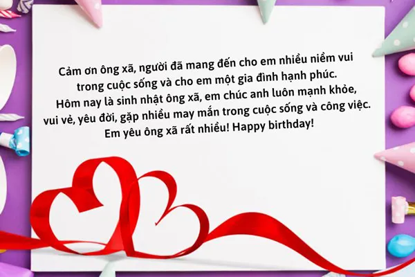 những lời chúc mừng sinh nhật chồng ngọt ngào