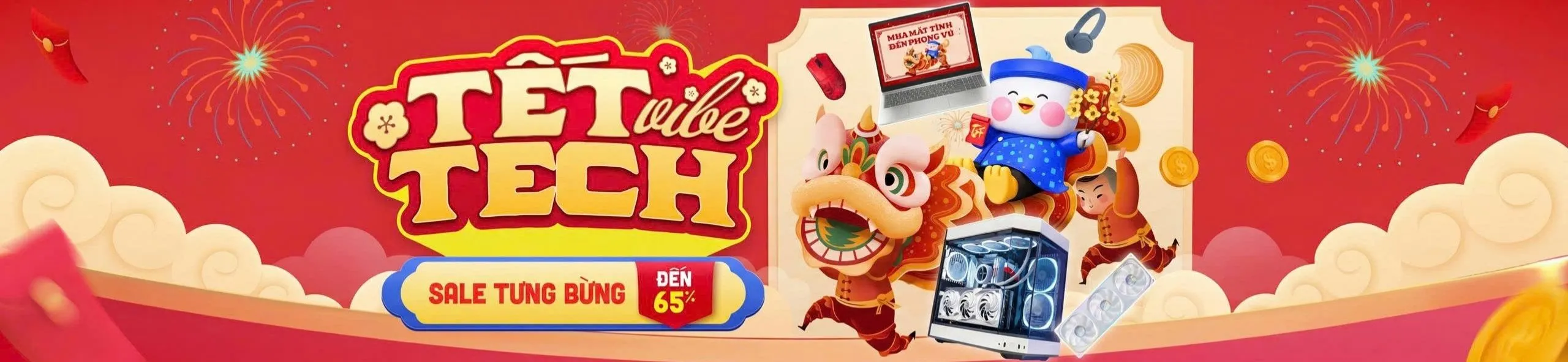 Banner chào mừng năm mới và các chương trình khuyến mãi hấp dẫn tại hệ thống