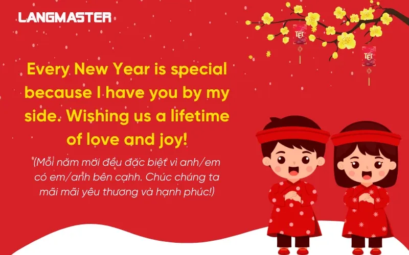 Lời chúc tết tiếng anh lãng mạn dành cho người yêu trong dịp năm mới 2026