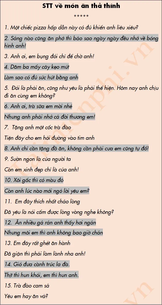 Sử dụng stt thả thính về món ăn là cách tuyệt vời để gây ấn tượng với crush