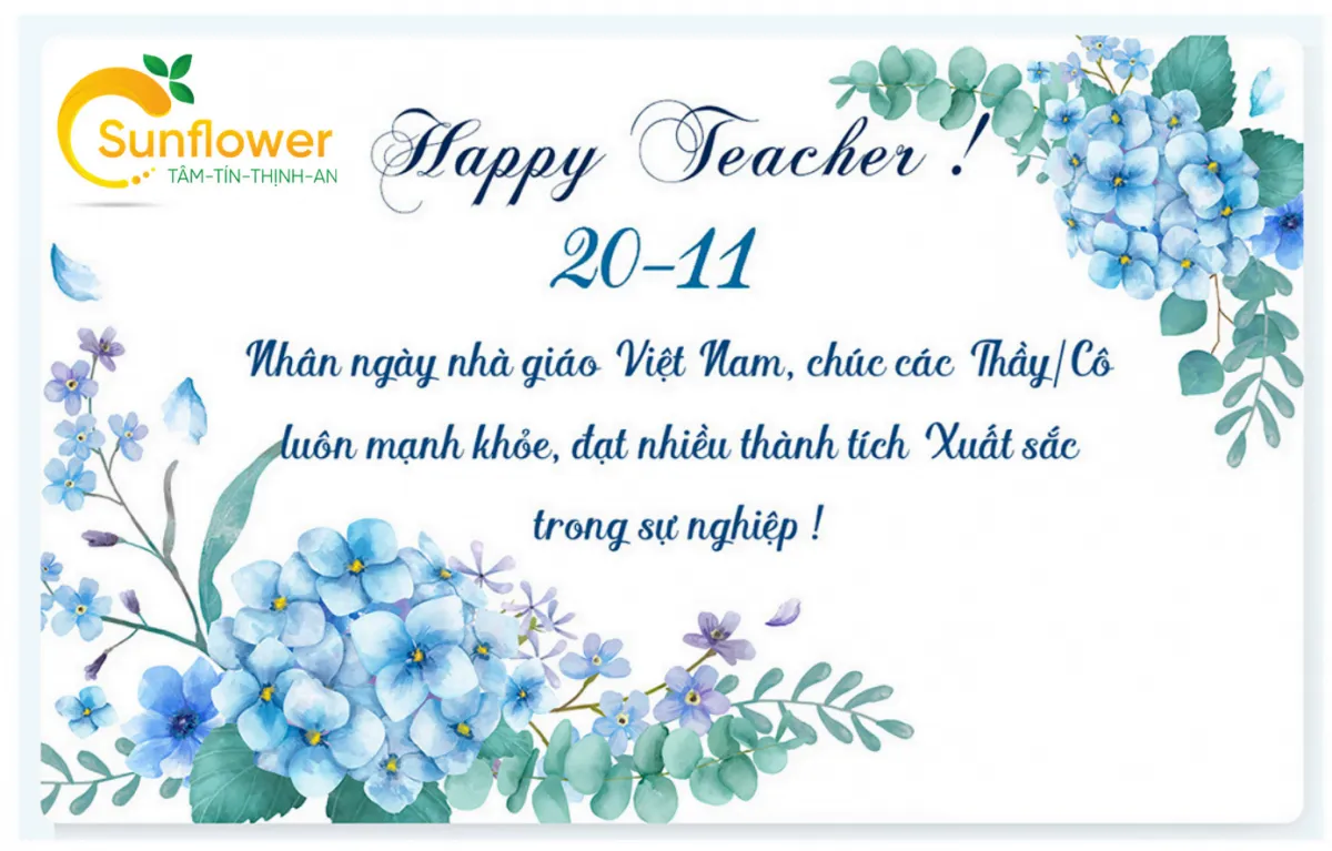 Mẫu thiệp gửi lời chúc 20/11 cho khách hàng chuyên nghiệp và tinh tế