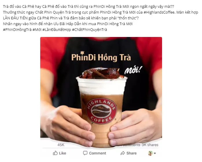 Ví dụ về một bài viết review quán cà phê nhận được nhiều tương tác