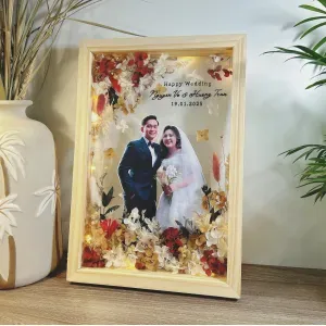 Tranh Hoa Khô Khung Gỗ, Tùy Chỉnh Ảnh & Thông Điệp, Quà Valentine Độc Nhất