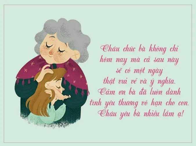 Cháu nhỏ dành tặng những lời chúc ấm áp nhất cho bà nội nhân ngày Phụ nữ Việt Nam