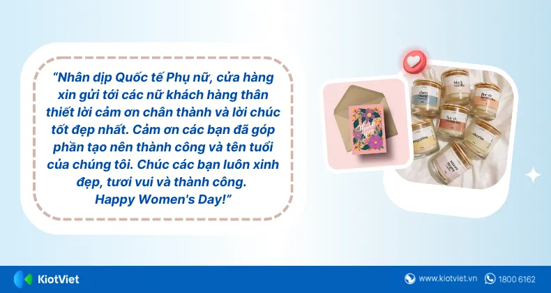 Mẫu thông điệp chúc mừng ngày 8/3 giúp tạo ấn tượng tốt với những khách hàng mới