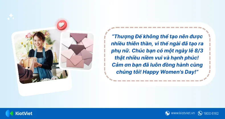 Những lời chúc mừng 8/3 chân thành giúp thúc đẩy nhu cầu mua sắm một cách tự nhiên nhất