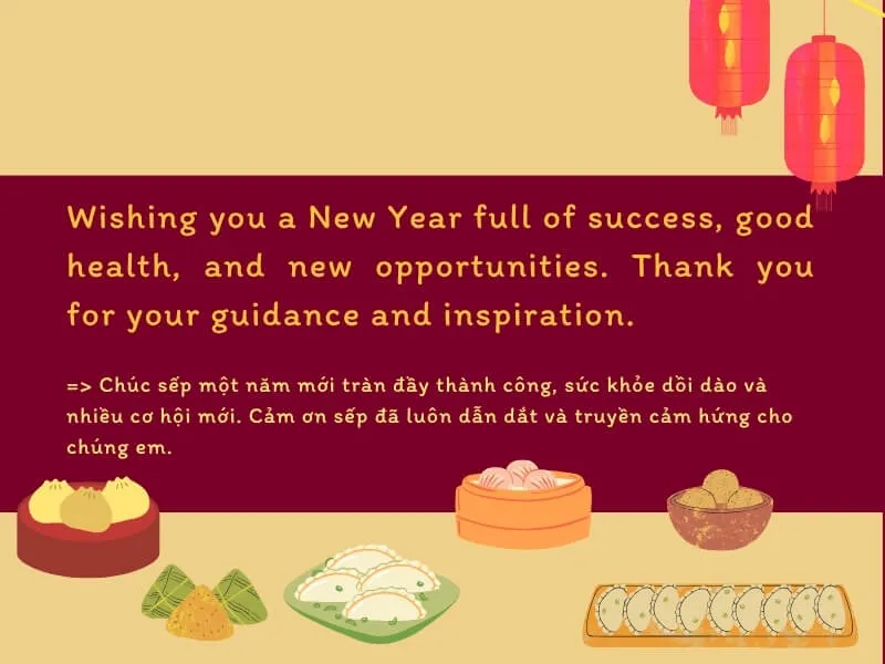 Mẫu câu chúc Tết sếp bằng tiếng Anh