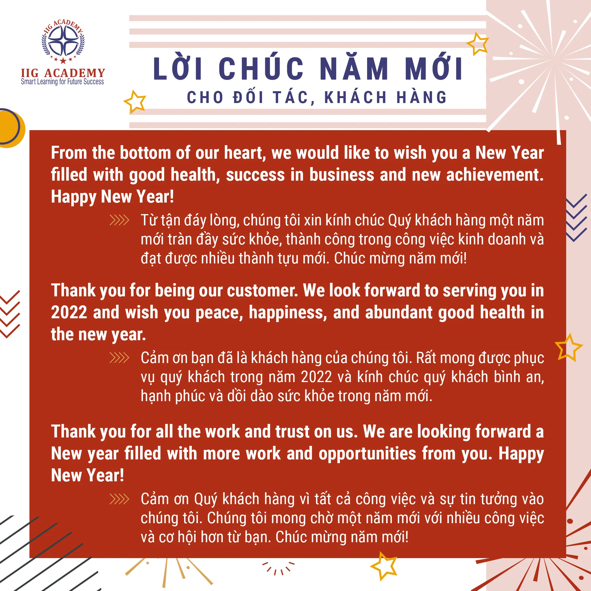 Gửi lời chúc đến đối tác giúp duy trì mối quan hệ kinh doanh bền vững