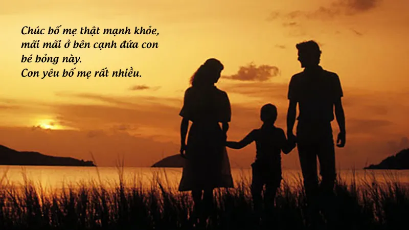 Người con đang dành tặng những cử chỉ chăm sóc và lời chúc sức khỏe chân thành cho bố mẹ già