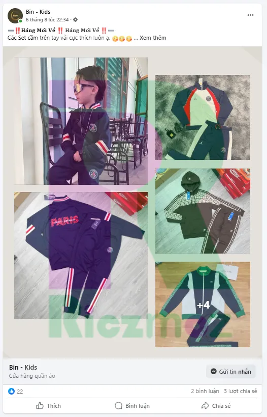 Hình ảnh chân thực giúp khách hàng dễ dàng đưa ra quyết định mua sắm quần áo cho bé