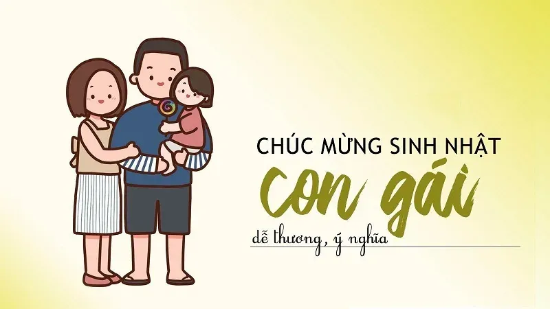 Cha mẹ hạnh phúc cùng con gái bên chiếc bánh sinh nhật tuổi lên 7