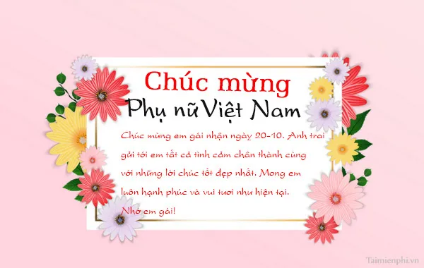 Sự quan tâm dành cho em gái qua những dòng trạng thái chúc mừng 20 10 ý nghĩa