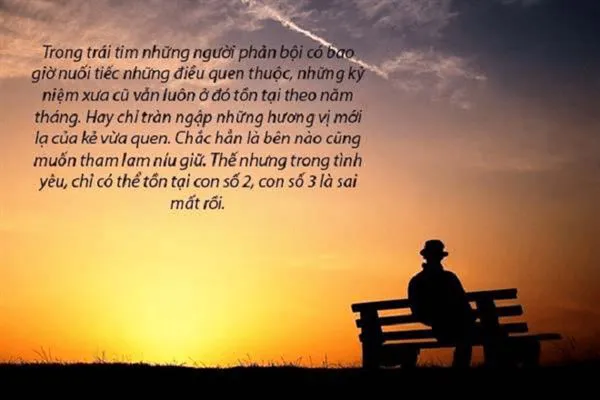 Sự phản bội là vết thương lòng sâu sắc nhất trong tình cảm