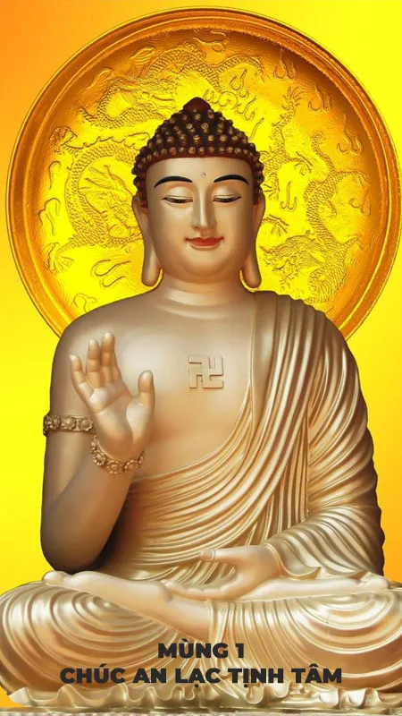 Hình ảnh lời chúc đầu tháng vui vẻ với Phật Di Lặc