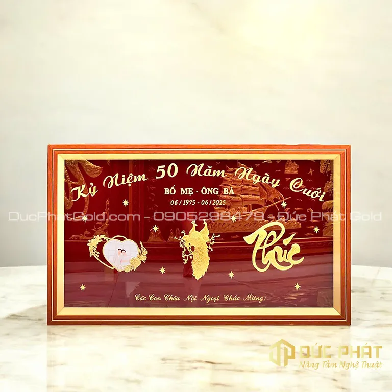 Tranh đôi chim công chúc Phúc tặng kỷ niệm ngày cưới Bố Mẹ