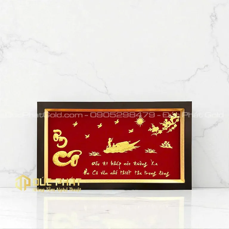 Tranh thư pháp chữ Ơn Cô dat vàng mang lại giá trị thẩm mỹ và ý nghĩa sâu sắc