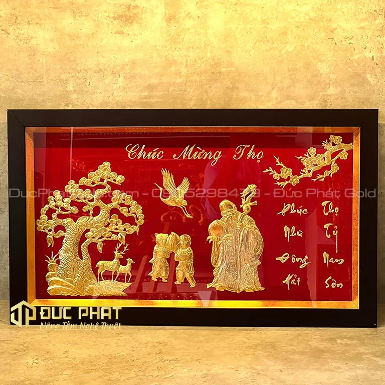 Tranh chúc mừng Thọ cụ Ông sang trọng dát vàng