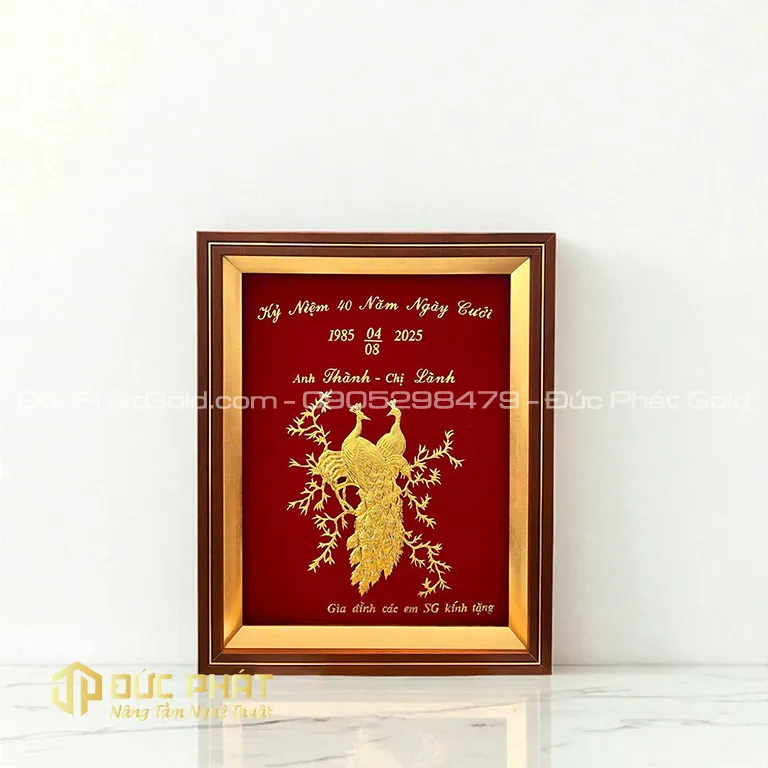 Tranh đôi chim công tặng kỷ niệm 40 năm ngày cưới