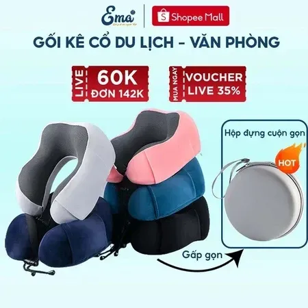Gối chữ U kê cổ cao su non Ema giúp chuyến đi xa thoải mái hơn