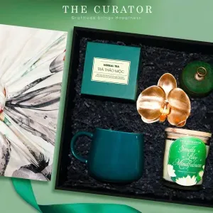 Set Quà Tặng Nữ "Peaceful", Trà Hoa & Nến Thơm, Ly Sứ