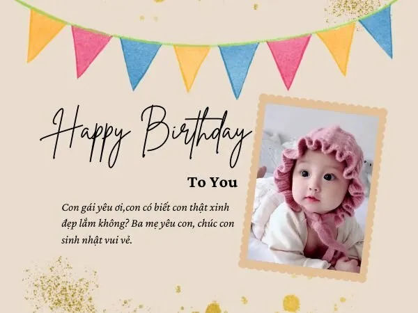 Hình ảnh chúc mừng sinh nhật con gái dễ thương kèm lời chúc ý nghĩa