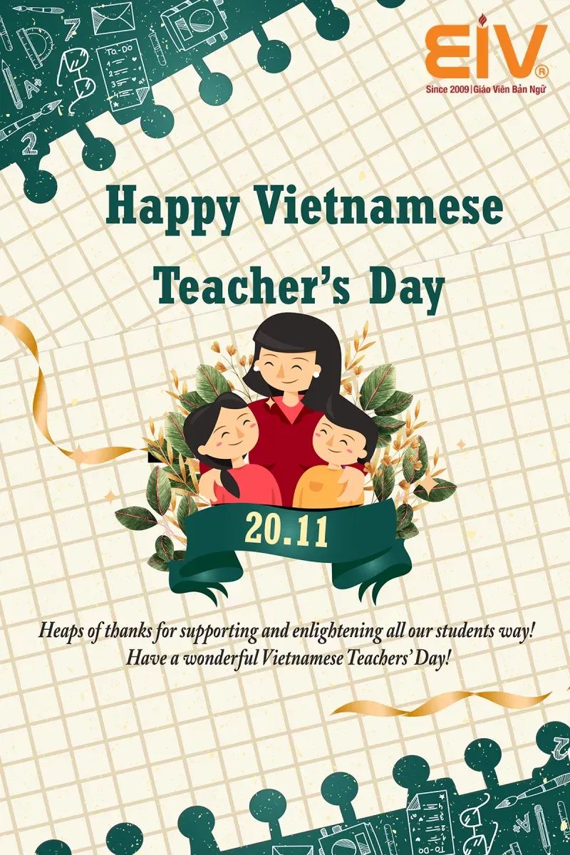 Lời chúc 20.11 ý nghĩa bằng Tiếng Anh dành tặng Thầy/Cô