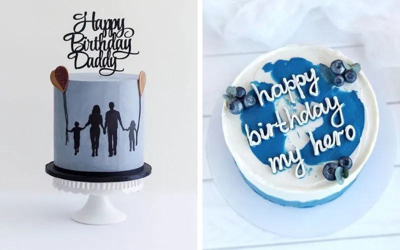 Mẫu bánh sinh nhật tặng bố đơn giản với họa tiết cà vạt fondant