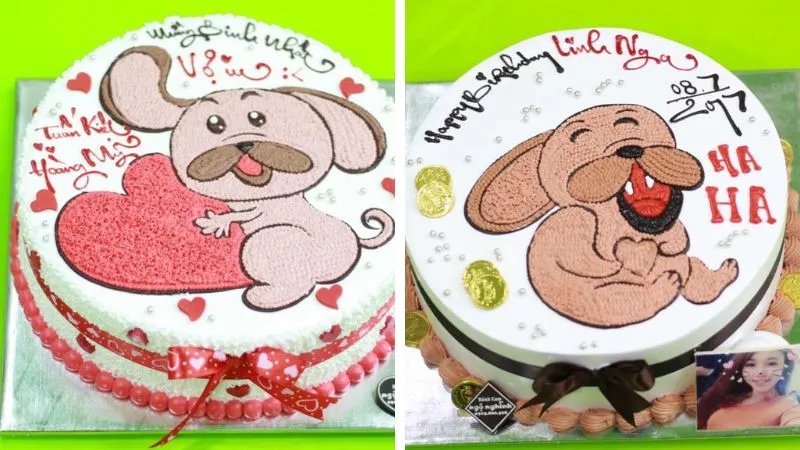 Bánh sinh nhật con chó hạnh phúc