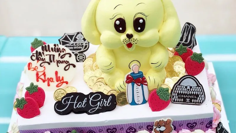 Bánh sinh nhật con chó cho bé gái