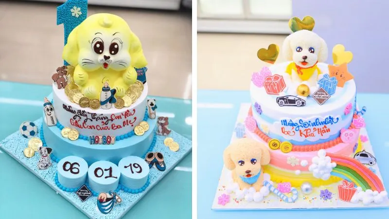 Bánh sinh nhật con chó 2 tầng được nhiều người yêu thích