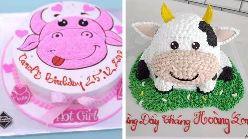 Bánh con trâu trang trí mắt long lanh bằng gel ăn được