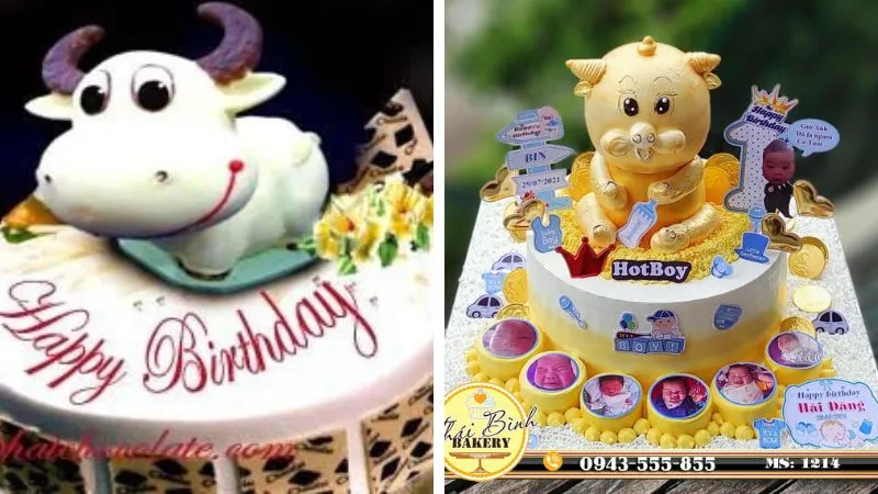 Bánh con trâu 3D phong cách kawaii Nhật Bản