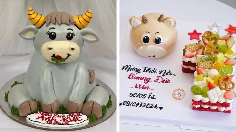 Mẫu bánh con trâu 3D đơn giản nhưng tinh tế