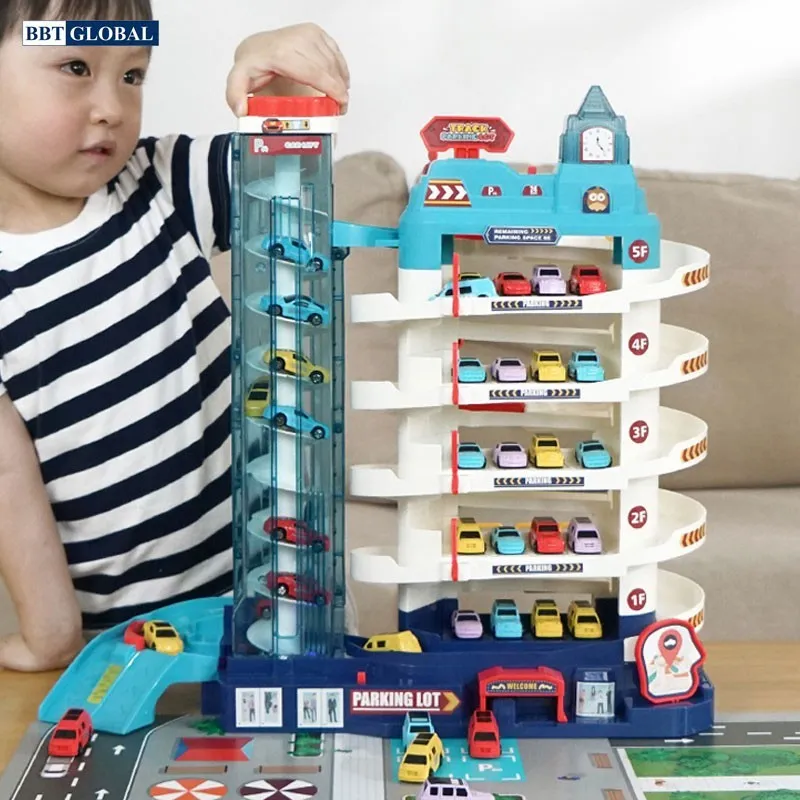 Mô hình gara đỗ xe ô tô 5 tầng tích hợp nhiều chức năng vận hành tự động