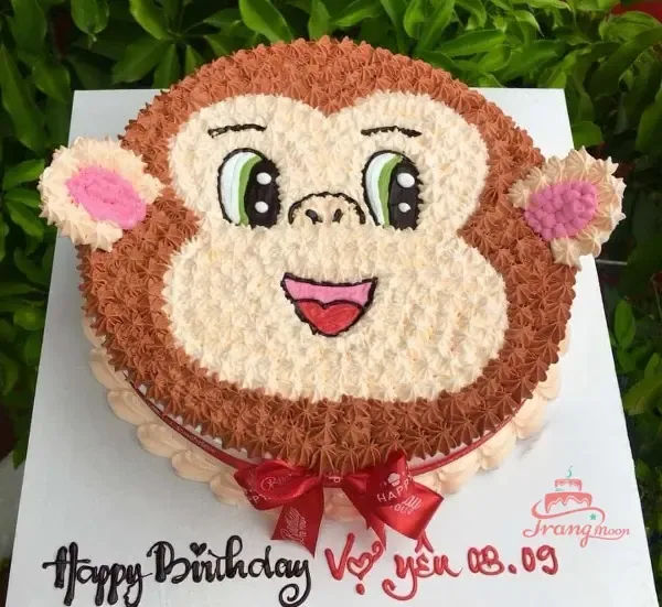 Bánh kem hình con khỉ dễ thương cho bé trai tuổi Thân