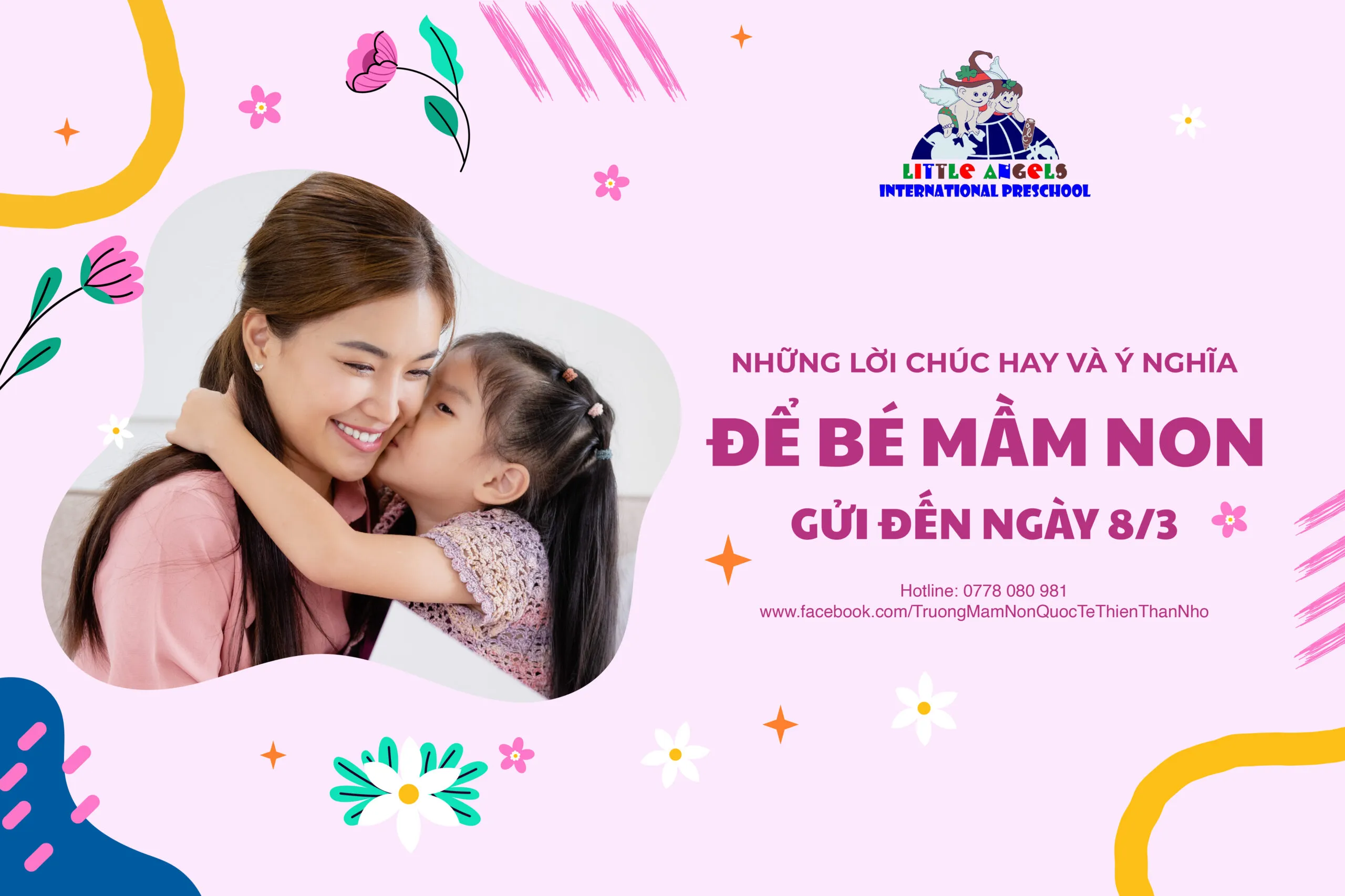 Những lời chúc 8 3 của bé mầm non gửi đến mẹ và cô giáo.