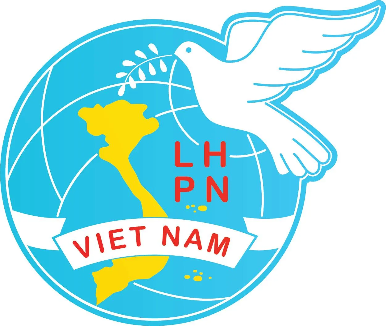 Logo chính thức của Hội Liên hiệp Phụ nữ Việt Nam với biểu tượng chim bồ câu và hoa sen