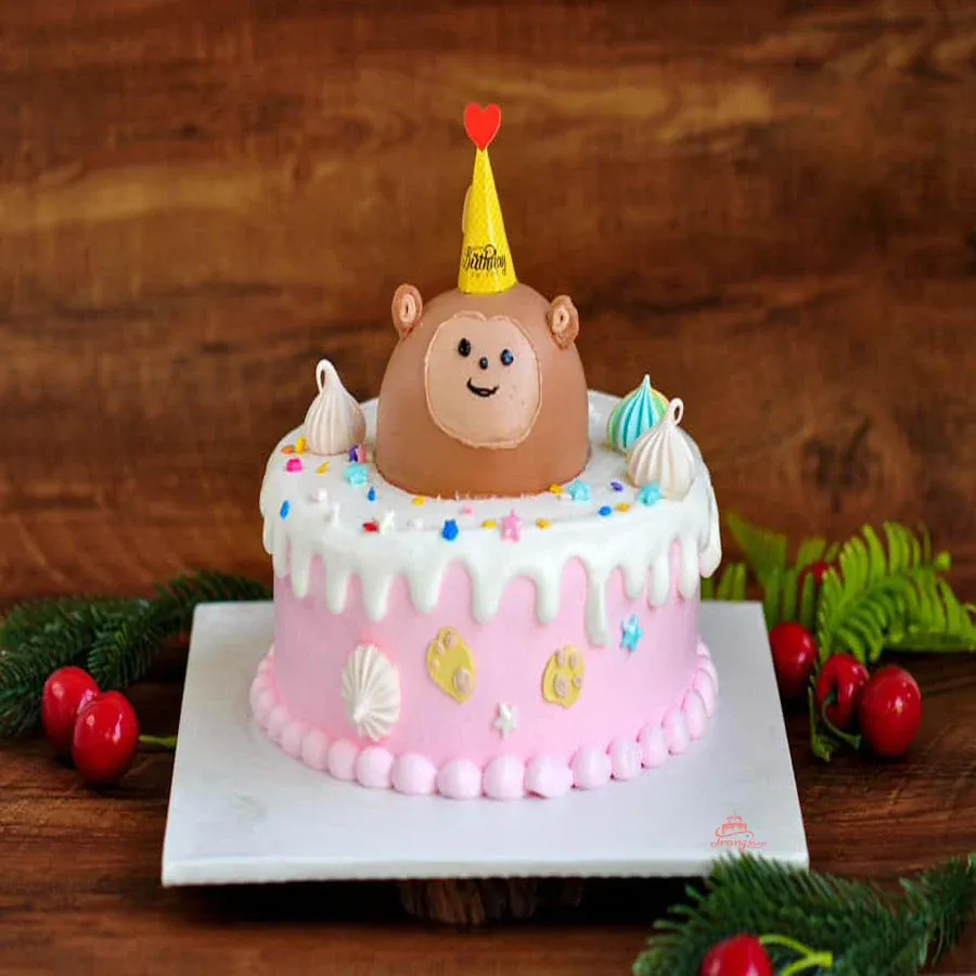 Mẫu bánh kem hình con khỉ dễ thương trang trí bắt kem tinh xảo