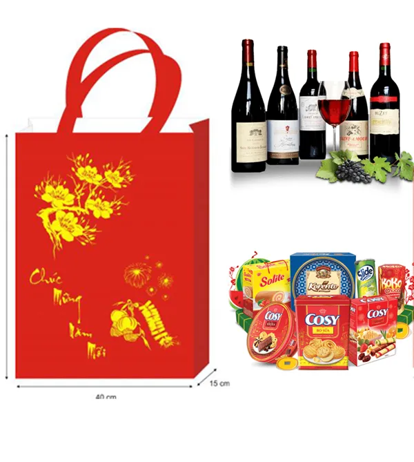 Mẫu túi giấy đựng quà với hình ảnh hoa mai đơn giản