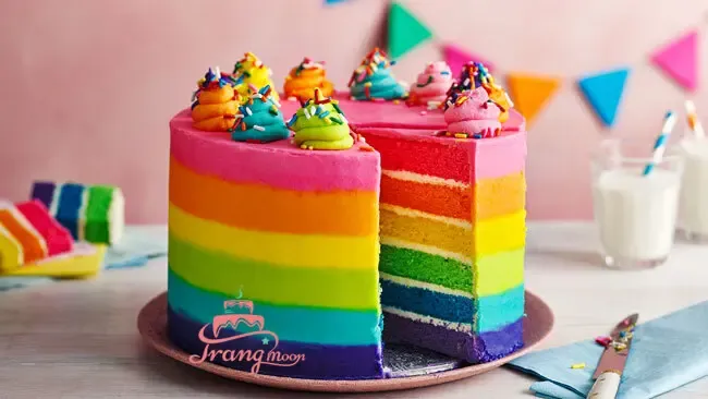 Nghệ thuật cốt bánh nhiều màu sắc trong thiết kế bánh kem bảy sắc cầu vồng