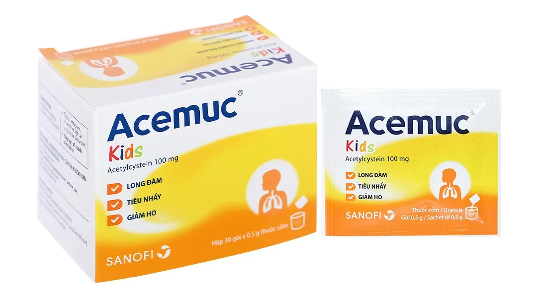 Thuốc Acemuc 100mg dạng cốm dành cho trẻ em và người lớn