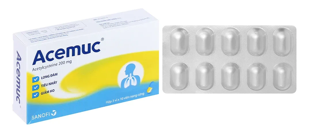 Viên nang cứng Acemuc 200mg điều trị viêm phế quản cấp